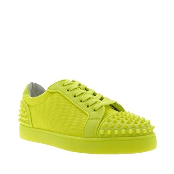 Christian Louboutin Sneakers Seavaste 2 Orlato Fluo Yellow Size 10 New - Picture 3 of 7